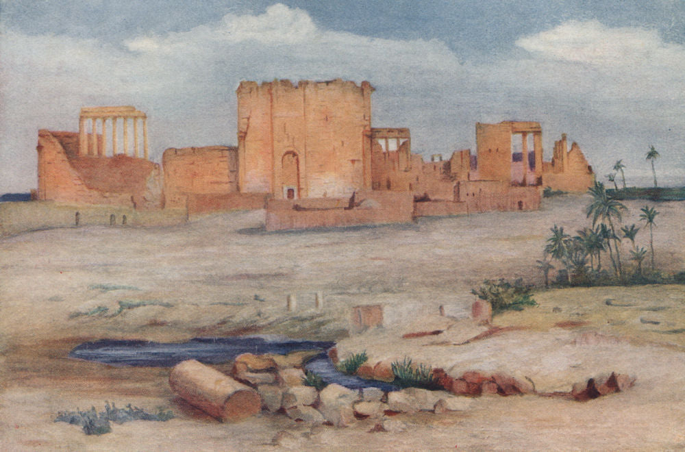 'Temple of the Sun, Palmyra' by Margaret Thomas. Syria 1908 old antique print